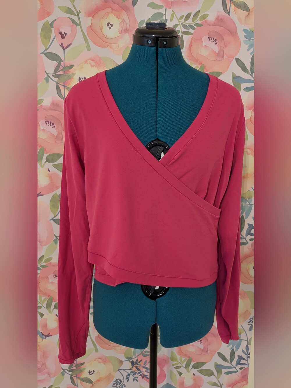 Athleta Raspberry Pink Long Sleeve Wrap-Front Top